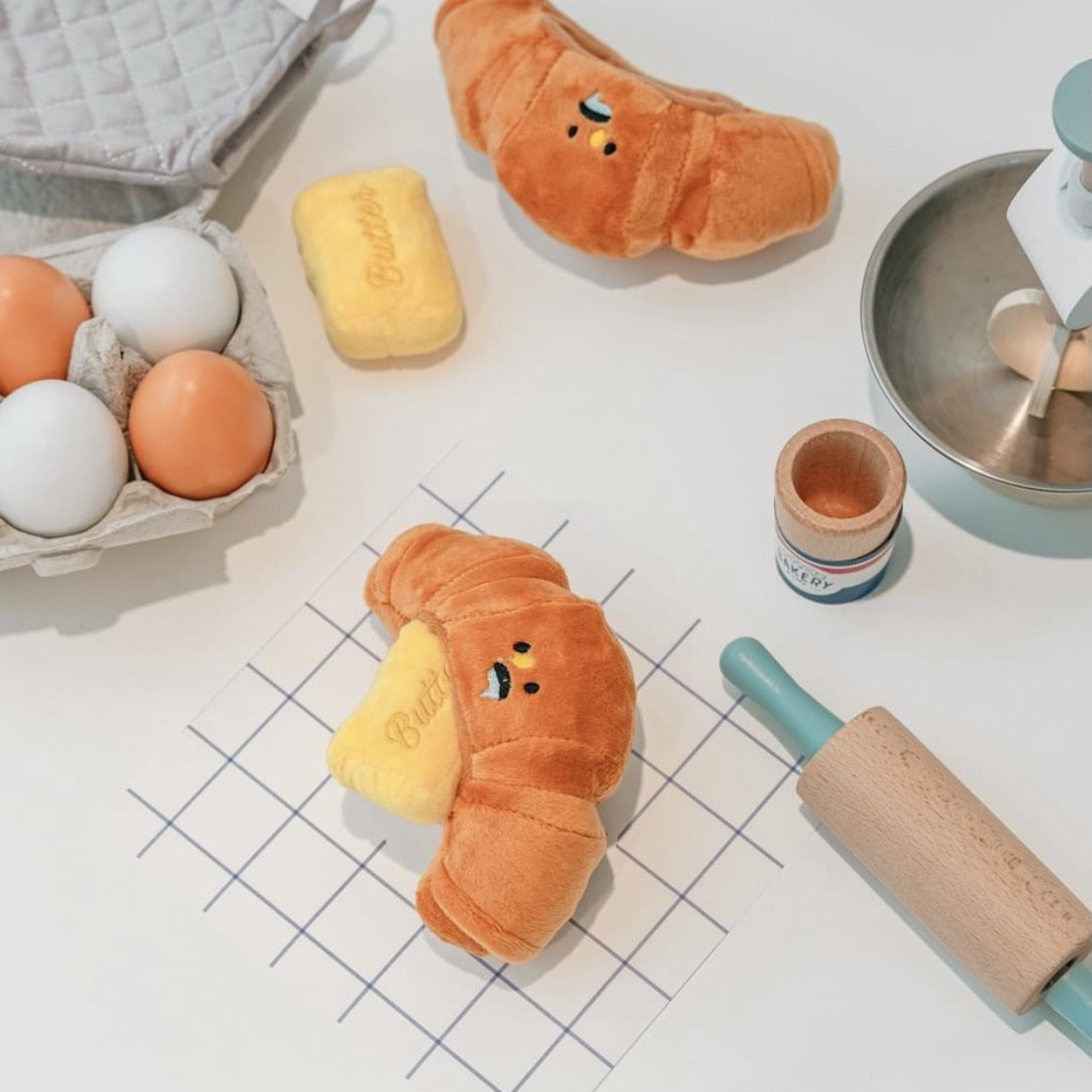 Cute Croissant With Butter Dog toys