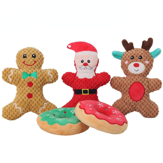 Christmas Plush Chewing Toy (Santa, Elk, Gingerbread Man, Donut)